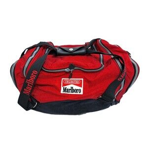 Vintage Marlboro Unlimited Red Black Nylon Duffel Bag Travel Gym